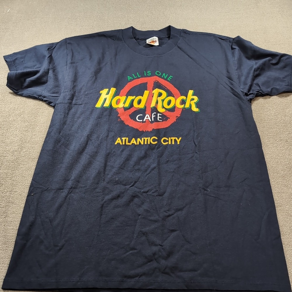 Hard Rock Cafe All One Peace Tee Navy Size L Mens T Shirt Atlantic‎ City